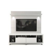 Manhattan Comfort 2-1548482252 Cabrini TV Stand and Floating Wall TV Panel with LED Lights 1.8 in  White Gloss